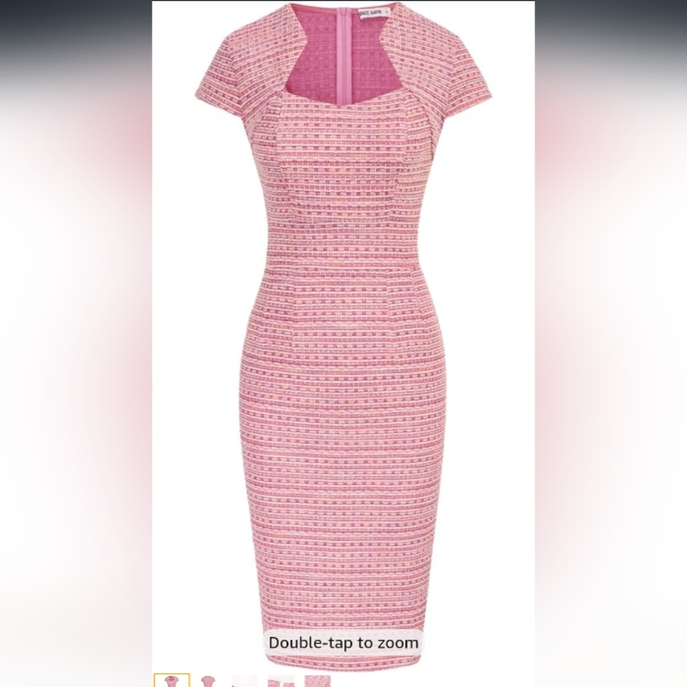 Grace Karin Elegant Pink and White Dress